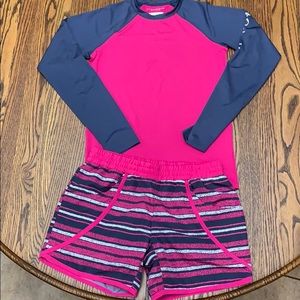 Columbia rash guard and shorts
